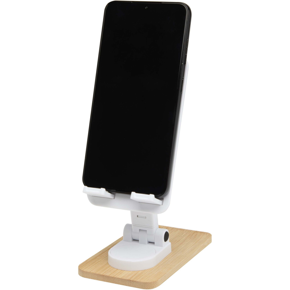 Logotrade business gifts photo of: Alfirk recycled plastic foldeable desk phone stand with bamboo details