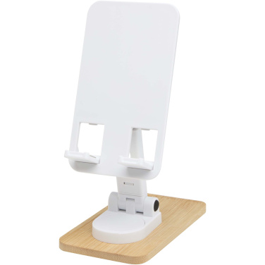 Logotrade promotional gifts photo of: Alfirk recycled plastic foldeable desk phone stand with bamboo details