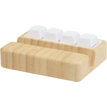 Logotrade corporate gift picture of: Algol recycled plastic phone stand and fidget toy with bamboo details