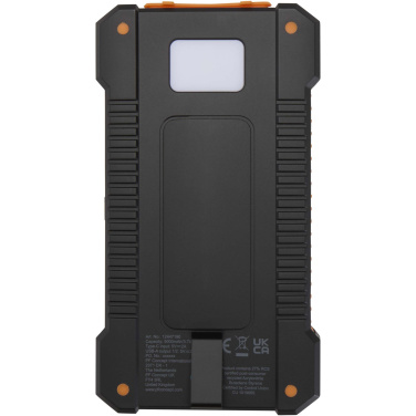Logo trade business gifts image of: Altair 5000 mAh 10W recycled plastic rugged solar power bank with built-in torch