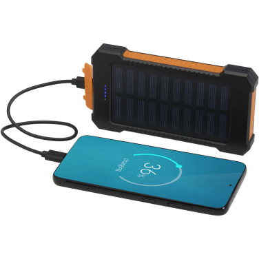 Logotrade promotional merchandise photo of: Altair 5000 mAh 10W recycled plastic rugged solar power bank with built-in torch