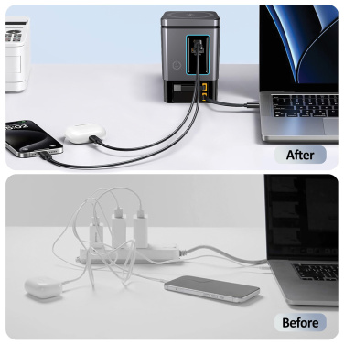 Logo trade promotional products picture of: Urban Vitamin Sacramento 105W GAN charger+retractable cables