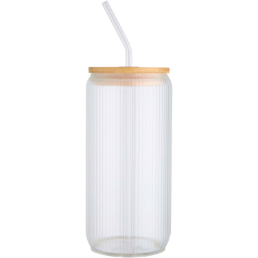 Logo trade promotional products picture of: Mirage 500 ml single-walled borosilicate glass jar with bamboo lid