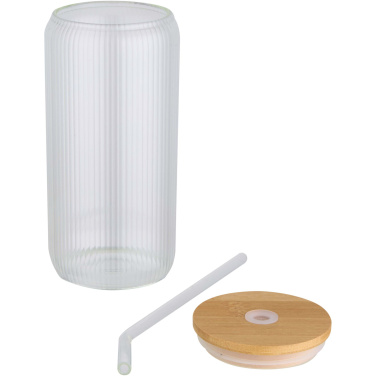 Logo trade corporate gift photo of: Mirage 500 ml single-walled borosilicate glass jar with bamboo lid