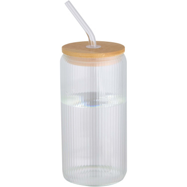 Logo trade promotional giveaways picture of: Mirage 500 ml single-walled borosilicate glass jar with bamboo lid