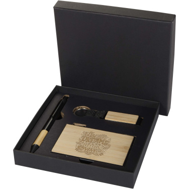 Logotrade promotional merchandise image of: Minka RCS recycled aluminium ballpoint pen, keychain and RFID card holder gift set