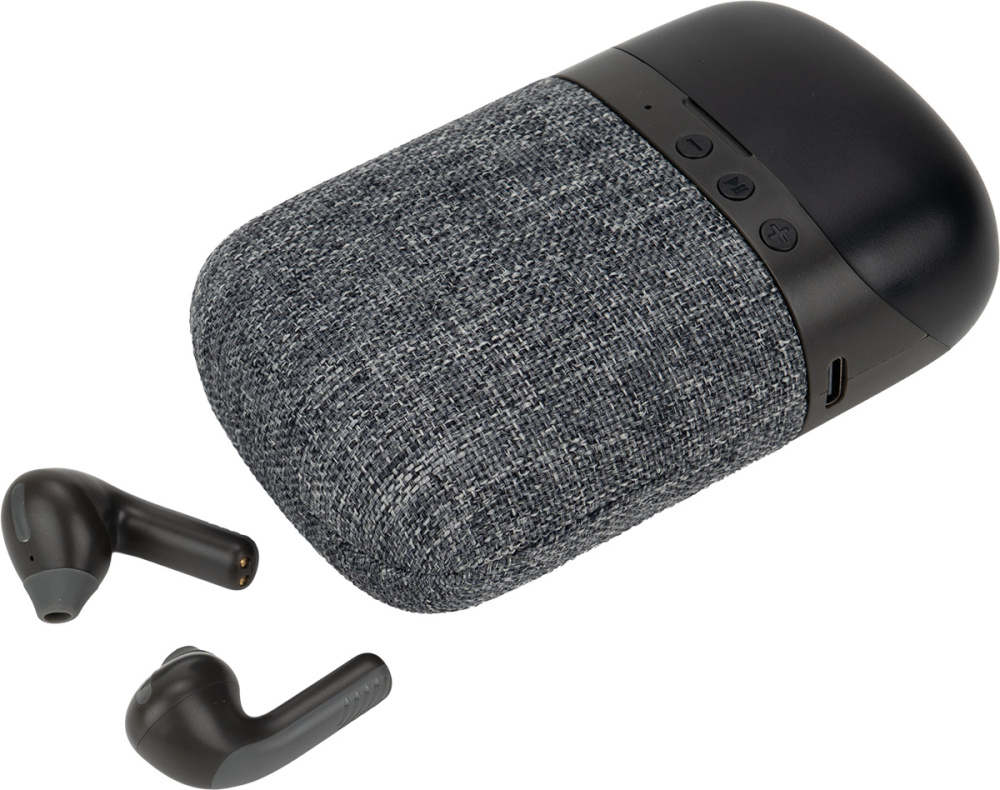 Logotrade corporate gift picture of: Bluetooth Speaker HF01 with Built-in Earbuds 2 in 1