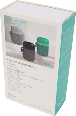 Logotrade promotional merchandise photo of: Bluetooth Speaker HF01 with Built-in Earbuds 2 in 1