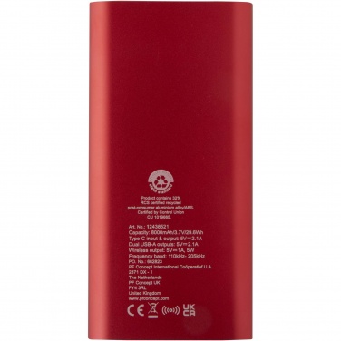 Logotrade meened pilt: Juice 8000 mAh Type-C taaskasutatud alumiiniumist juhtmevaba toitepank