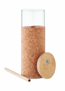 Logotrade meene foto: Korgist ümbrise ja bambusest kaanega joogitops, 450 ml