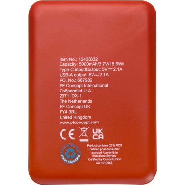Logotrade reklaamkingitused pilt: Asama 5000 mAh Type-C taaskasutatud plastist akupank