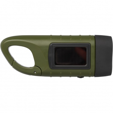 Logotrade liikelahja mainoslahja kuva: Helios kierrätetystä muovista valmistettu aurinkodynamotaskulamppu karbiinihaalla