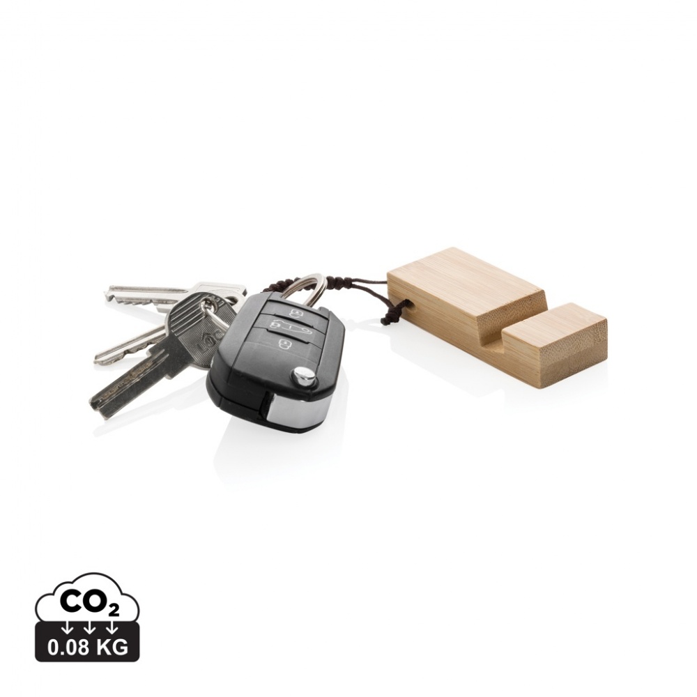 Logotrade mainoslahja tuotekuva: Standkey puhelinteline avaimenperä bambua