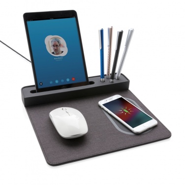 Logotrade liikelahja tuotekuva: Air-hiirimatto, jossa 5 W:n langaton lataus ja USB