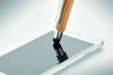 Logo trade mainoslahja kuva: Bambuinen kuulakärkikynä sinisellä musteella