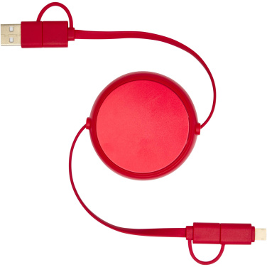 Logotrade liikelahja tuotekuva: Alasia kierrätetystä muovista ja alumiinista valmistettu sisäänvedettävä datasynkronoiva 45 W:n ja 100 cm:n 5-in-1-pikalataus