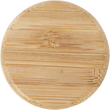 Logotrade mainoslahja tuotekuva: Lume 500 ml:n himmeä natronkalkkilasipullo, jossa on bambukansi