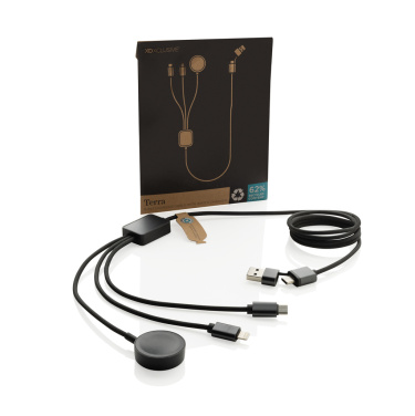 Logotrade biznesa dāvanas foto: Terra RCS rPET 6-in-1 uzlādes kabelis ar pulksteņa lādētāju