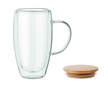 Логотрейд pекламные продукты картинка: Double wall glass mug 450ml