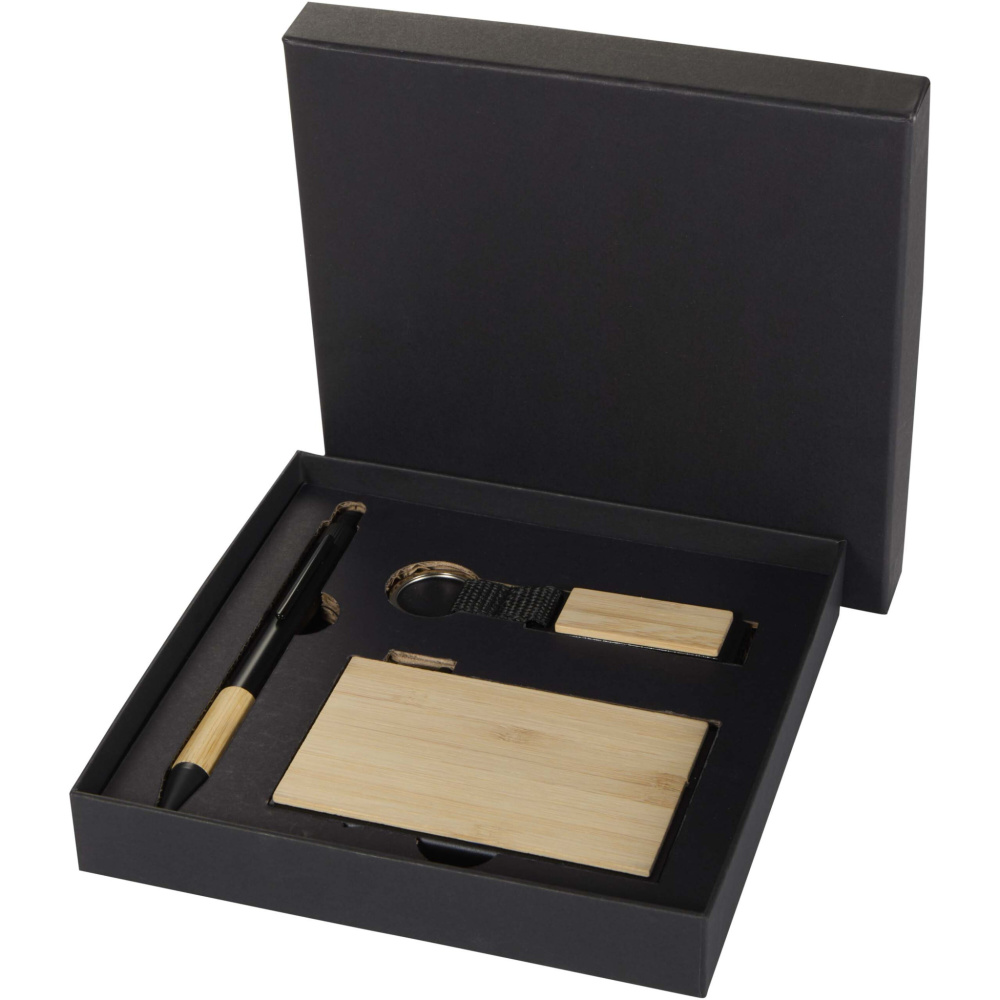 Логотрейд pекламные продукты картинка: Подарочный набор Minka из шариковой ручки, брелока и держателя RFID-карты из переработанного алюминия, сертифицированного согласно RCS