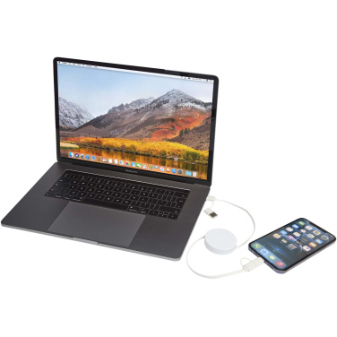 Logotrade reklamprodukter bild: Citala 5-i-1 90 cm utdragbar datasynkroniserings- och 40 W snabbladdningskabel av återvunnen plast