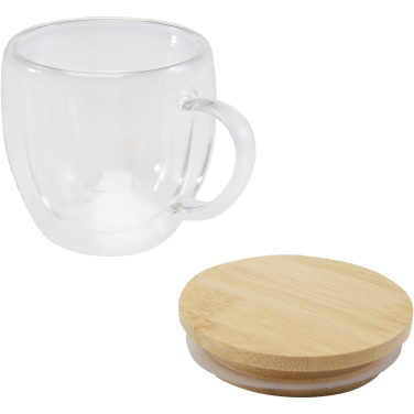 Logotrade reklamprodukter bild: Lenora 250 ml glasmugg med bambulock